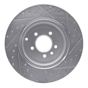 Land Rover Range Rover Sport Brake Rotor - Rear Left - R1 Concepts - Drilled & Slotted - Silver - `10-`13
